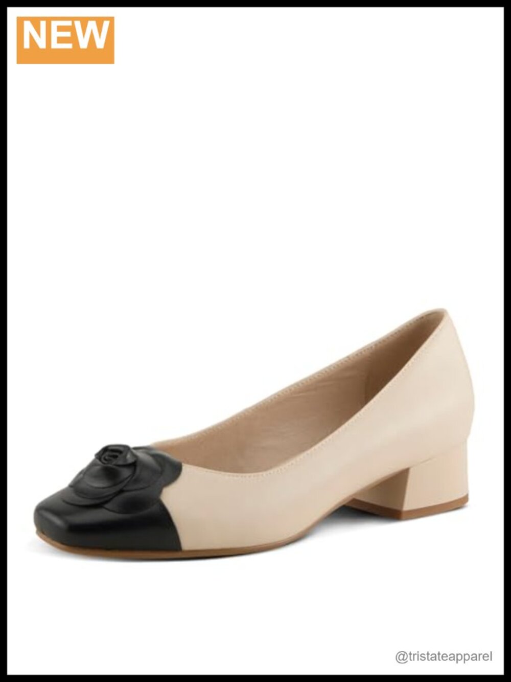 Heeled Pump Almond Toe Leather Rubber Sole Padded Insole